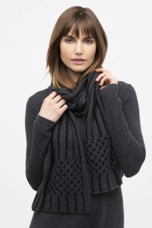 Plaited Cable Trim Scarf - Kinross Cashmere