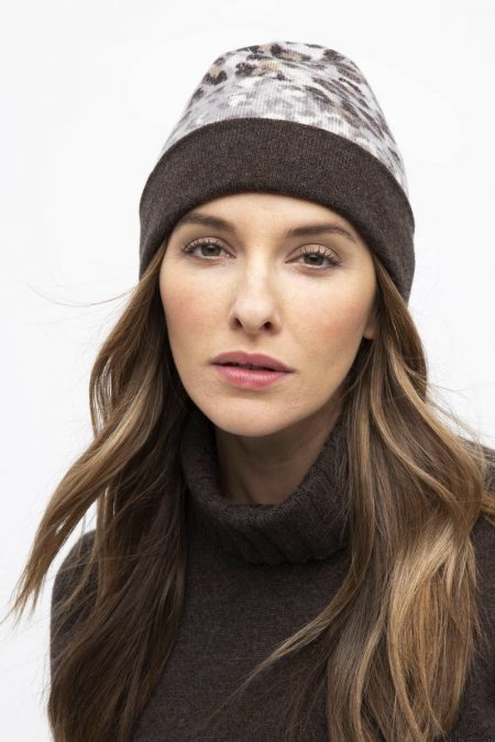 Leopard Reversible Hat - Kinross Cashmere