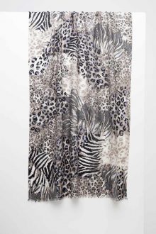 Mixed Animal Print Scarf - Cafe - Kinross Cashmere