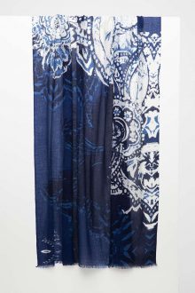 Paisley Print Scarf - Navy - Kinross Cashmere