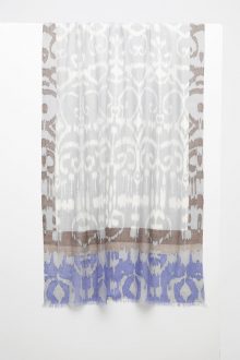 Framed Ikat Print Scarf - Sterling - Kinross Cashmere
