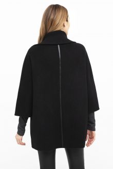 Leather Trim Zip Mock Jacket - Kinross Cashmere