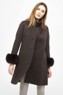 Fur Cuff Swing Coat - Kinross Cashmere