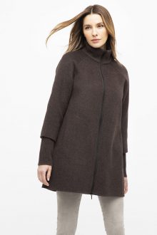 Rib Sleeve Zip Mock Coat - Kinross Cashmere