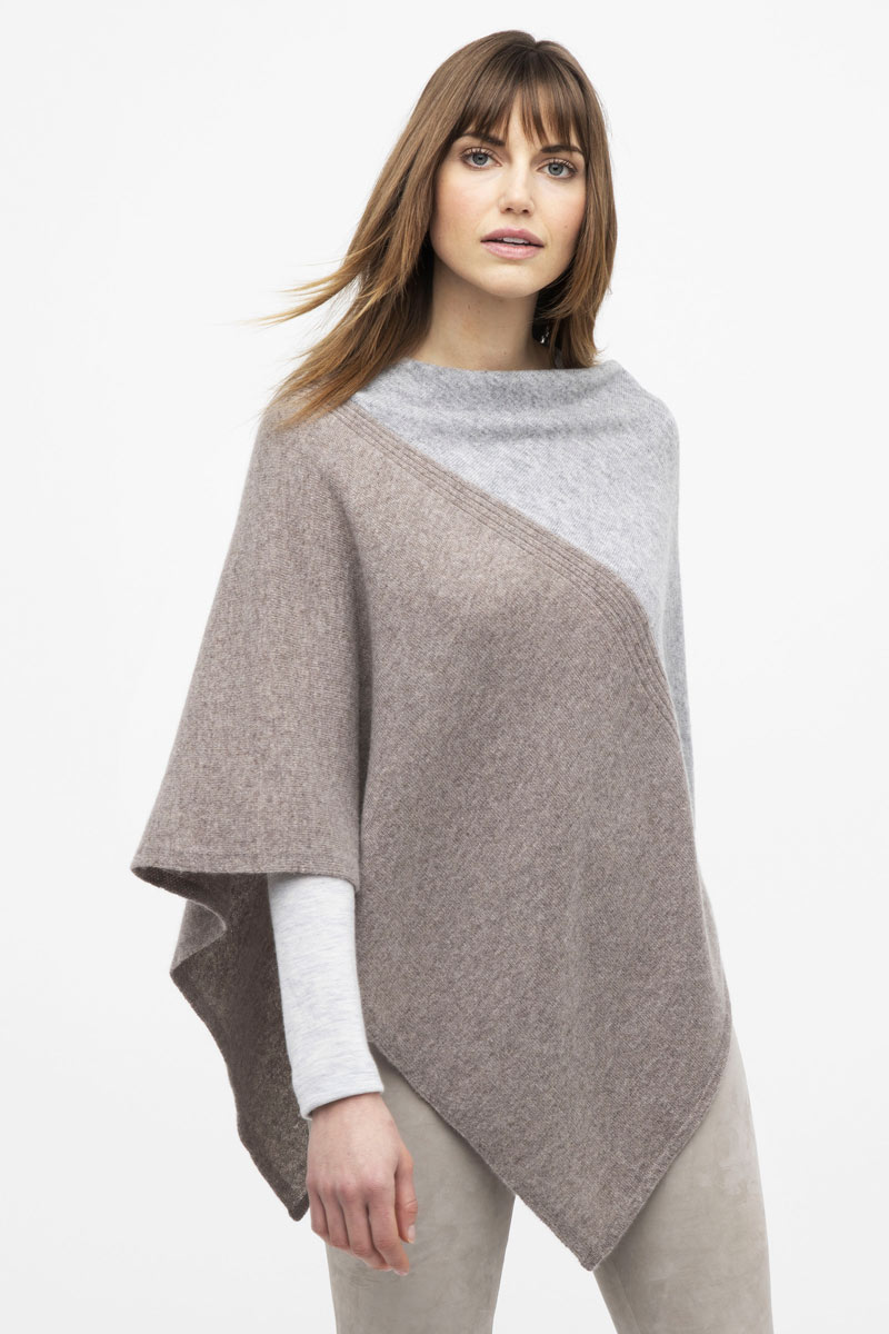 Colorblock Poncho - Kinross Cashmere