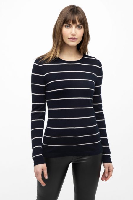 Worsted Stripe Crew - Kinross Cashmere