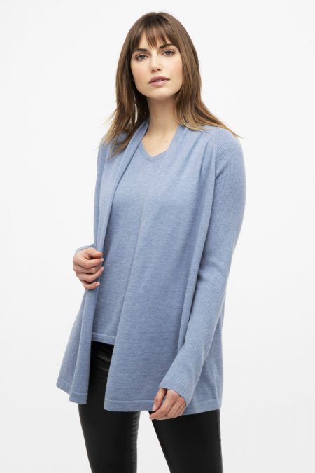 Worsted Rib Slv Cardigan - Kinross Cashmere