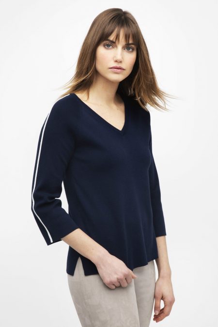 Contrast Trim Vee - Kinross Cashmere