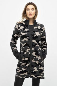 Camo Zip Mock Cardigan - Kinross Cashmere