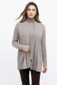 Plaited Rib Trim Cardigan - Kinross Cashmere