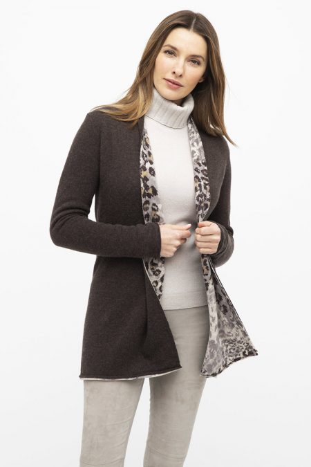 Leopard Reversible Cardigan - Kinross Cashmere