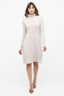 Ruffled Hem T-Neck Dress - Kinross Cashmere