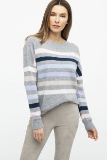 Rib Stripe Pullover - Kinross Cashmere