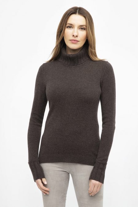 Chunky Trim T-Neck - Kinross Cashmere