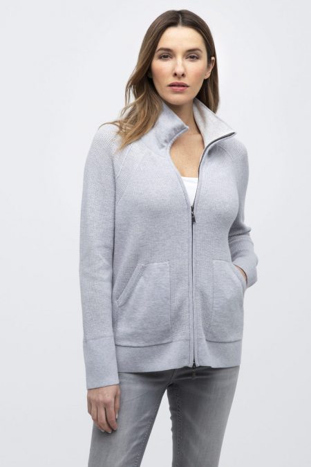 Thermal Zip Mock Cardigan - Kinross Cashmere