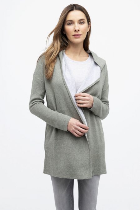 Reversible Hooded Cardigan - Kinross Cashmere