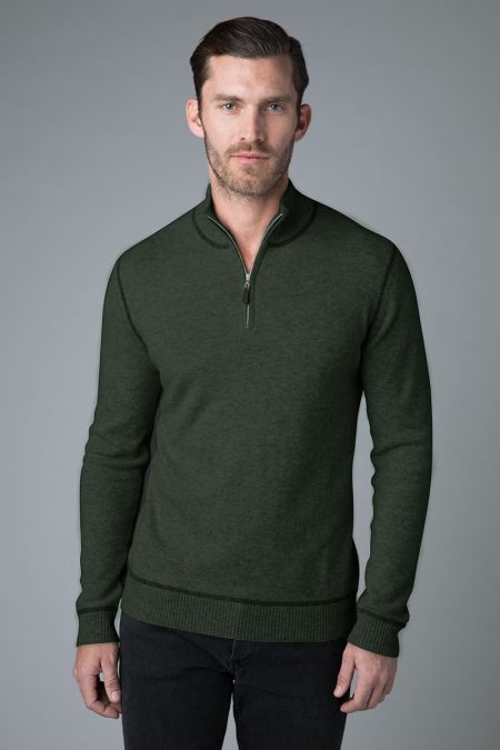 Coverstitch Qtr Zip Mock - Kinross Cashmere