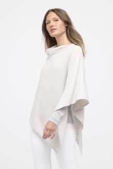 Contrast Trim Poncho - Kinross Cashmere