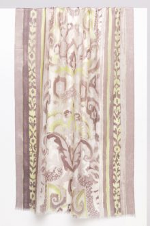 Fleur de Lis Print Scarf - Birch - Kinross Cashmere