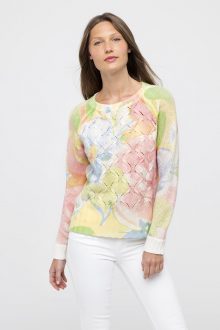 Bouquet Print Crew - Kinross Cashmere