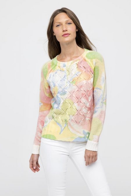 Bouquet Print Crew - Kinross Cashmere