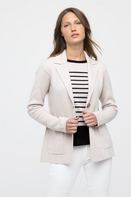 DBL Knit Notch Collar Cardigan - Kinross Cashmere