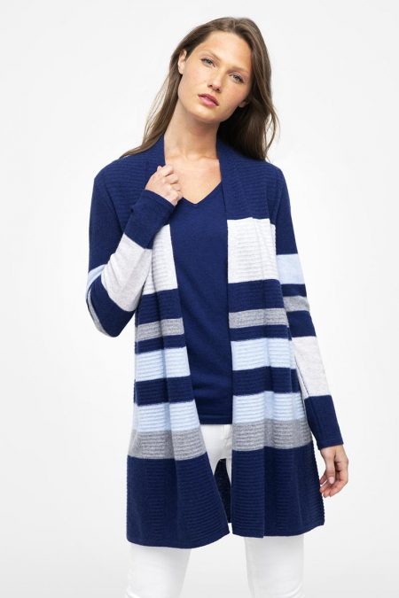 Multi Stripe Cardigan - Kinross Cashmere