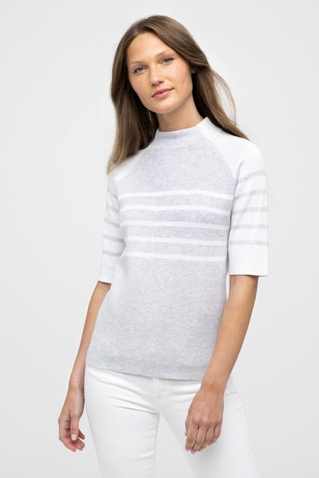 Elbow Slv Stripe Funnel - Kinross Cashmere