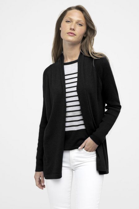 Worsted Rib Sleeve Cardigan - Kinross Cashmere