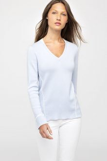 Contrast Trim Vee - Kinross Cashmere