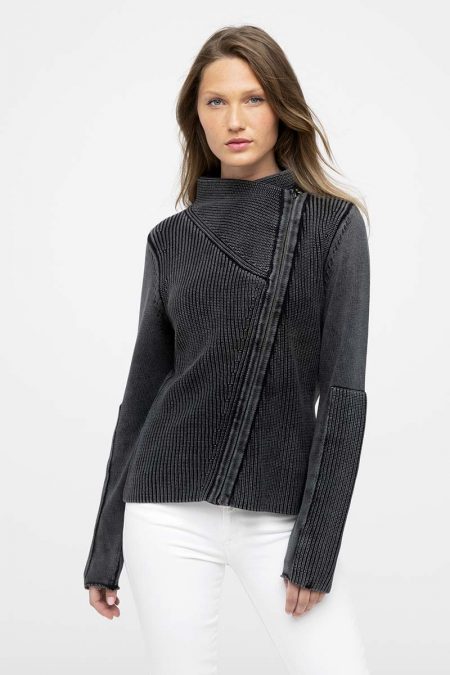 Stonewash Moto Cardigan - Kinross Cashmere