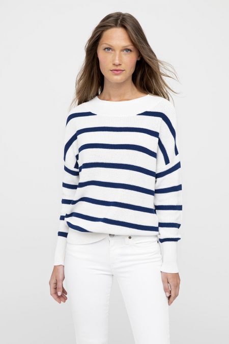 Rib Stripe Pullover - Kinross Cashmere