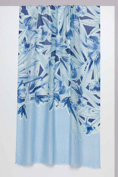 Coastal Floral Print Scarf - Kinross Cashmere