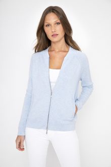 Baseball Zip Cardigan - Kinross Cashmere