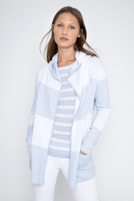 Reversible Wide Stripe Hoodie - Kinross Cashmere