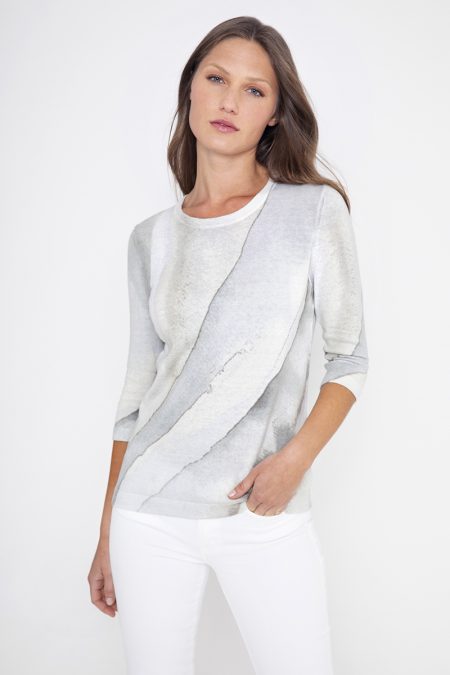 Wave Print Crew - Kinross Cashmere