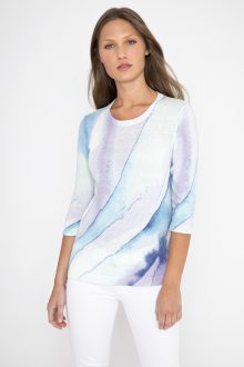 Wave Print Crew - Kinross Cashmere