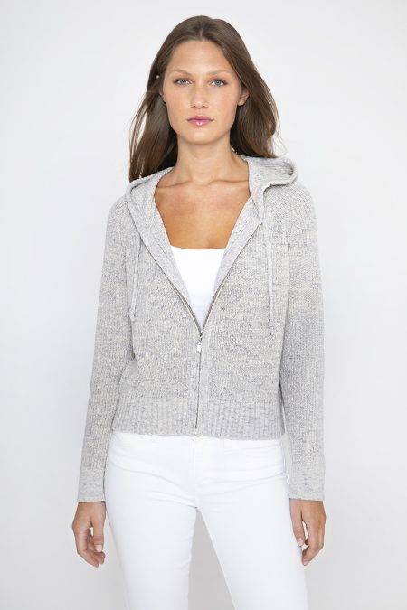 Crop Rib Zip Hoodie - Kinross Cashmere