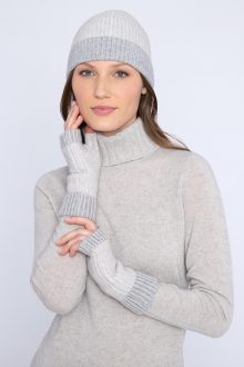 Plaited Colorblock Hat & Gloves - Kinross Cashmere