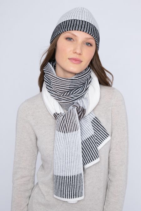 Plaited Colorblock Scarf & Hat - Kinross Cashmere