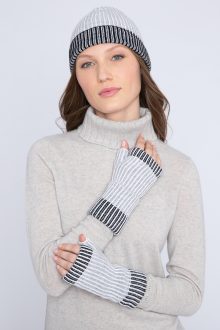 Plaited Colorblock Hat & Gloves - Kinross Cashmere