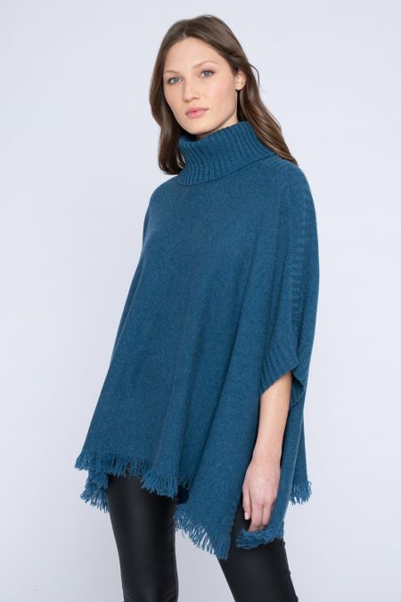 Fringe Cowl Poncho - Kinross Cashmere