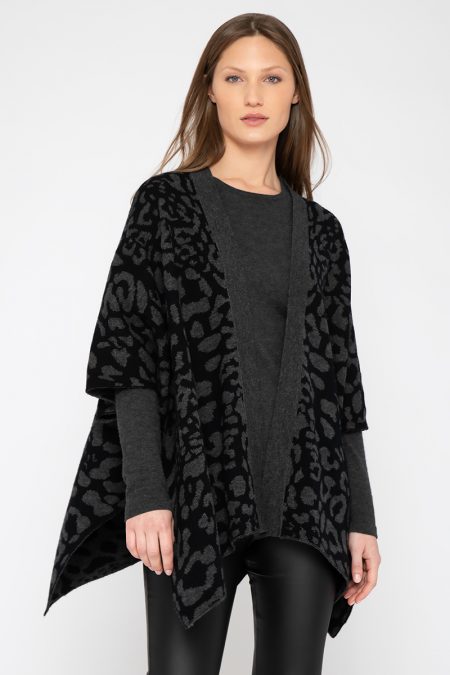 Leopard Reversible Ruana - Kinross Cashmere