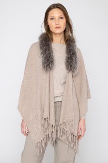 Fur Trim Ruana - Kinross Cashmere