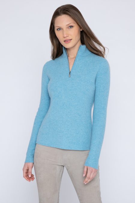 Rib Zip Mock - Kinross Cashmere