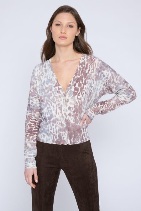 Leopard Cardigan - Kinross Cashmere