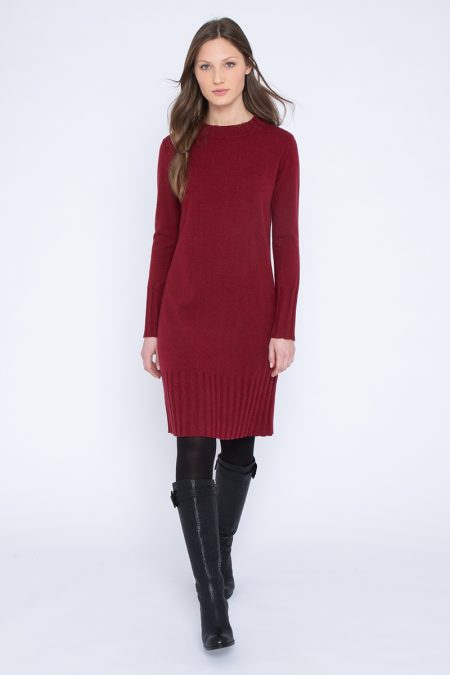 Rib Trim Dress - Kinross Cashmere