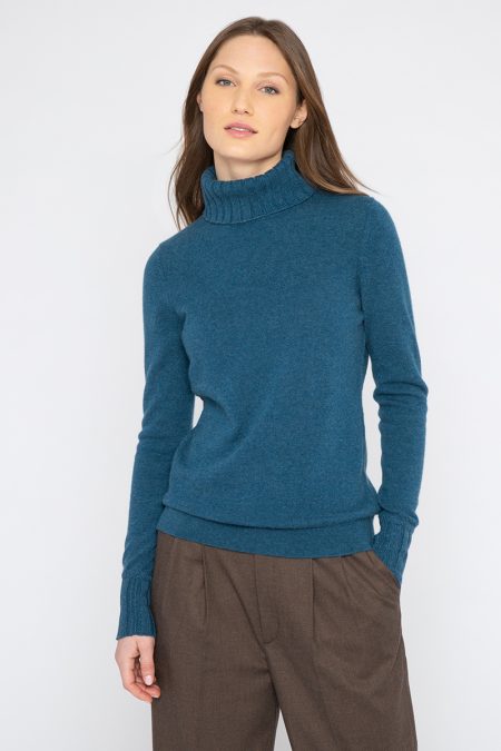 Chunky Trim T-Neck - Kinross Cashmere