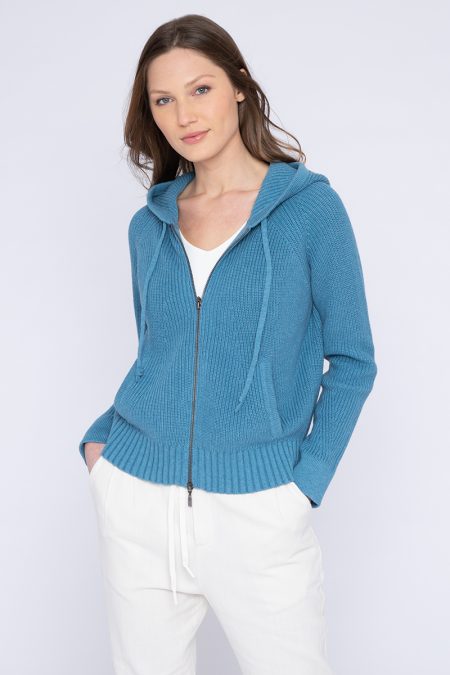 Rib Zip Hoodie - Kinross Cashmere