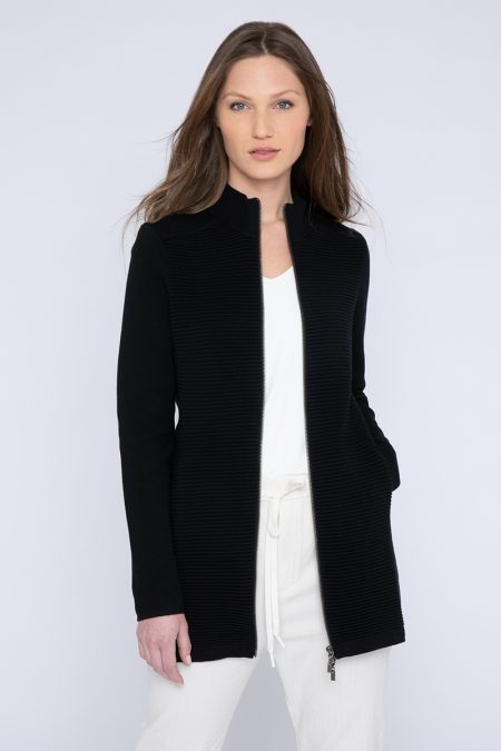 Long Zip Mock Cardigan - Kinross Cashmere